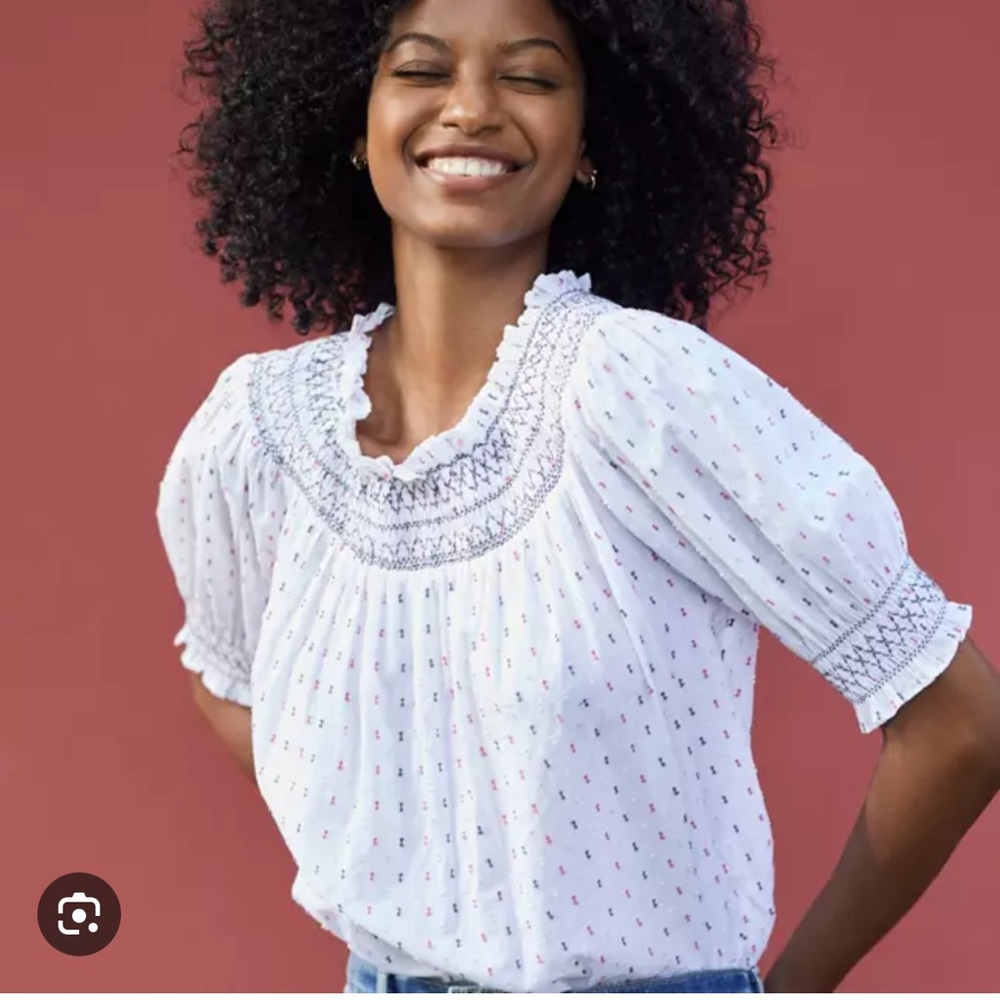 LOFT Embroidered Dots Blouse